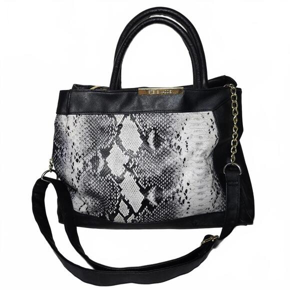 Steve Madden Women's Satchel Bag Black and White Snake Print - Picture 1 of 10